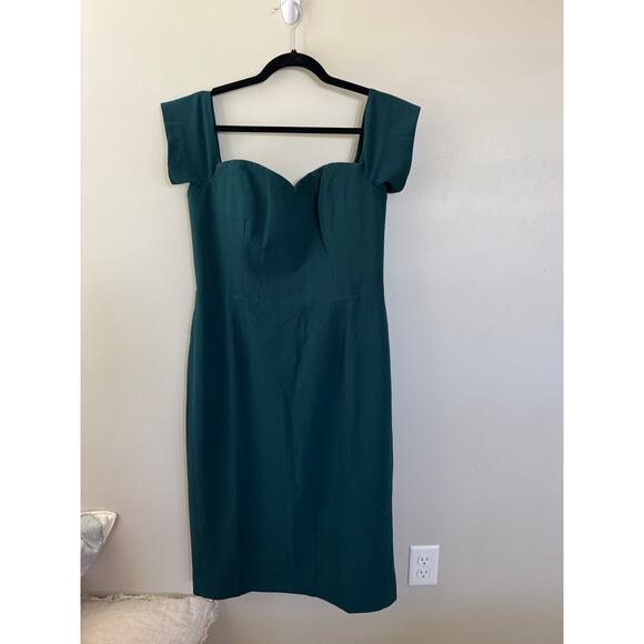 NWOT Dress the Population Off-Shoulder Green Midi Dress XL - Picture 5 of 7